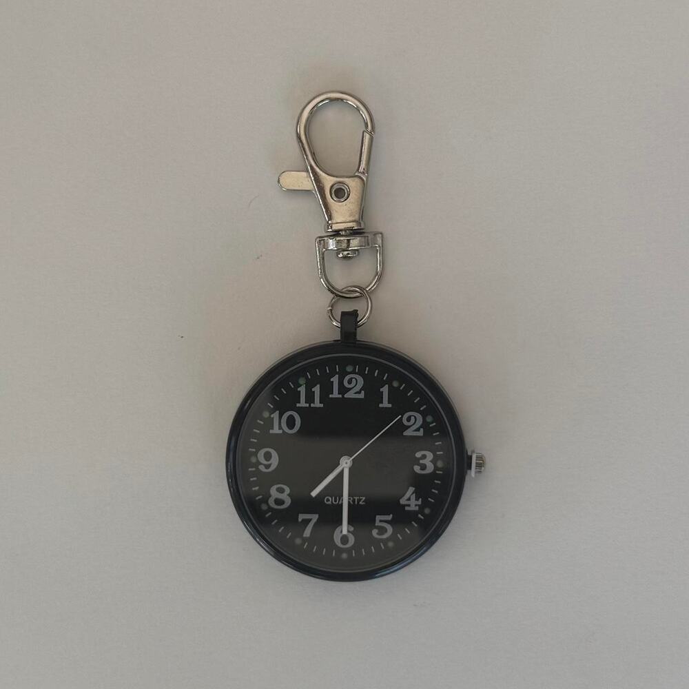 Y2K Black Digital Pocket Watch Keychain Unisex Modern Accessory New